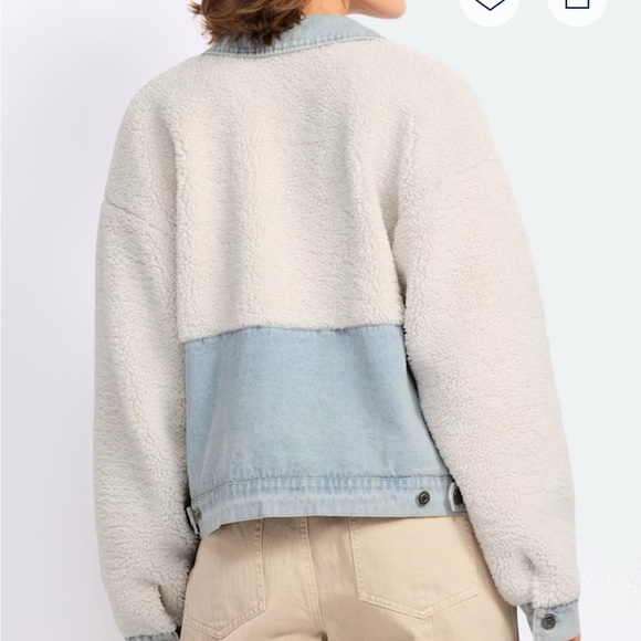 Thread & Supply Cream and Blue Sherpa Jacket - Picture 3 of 3